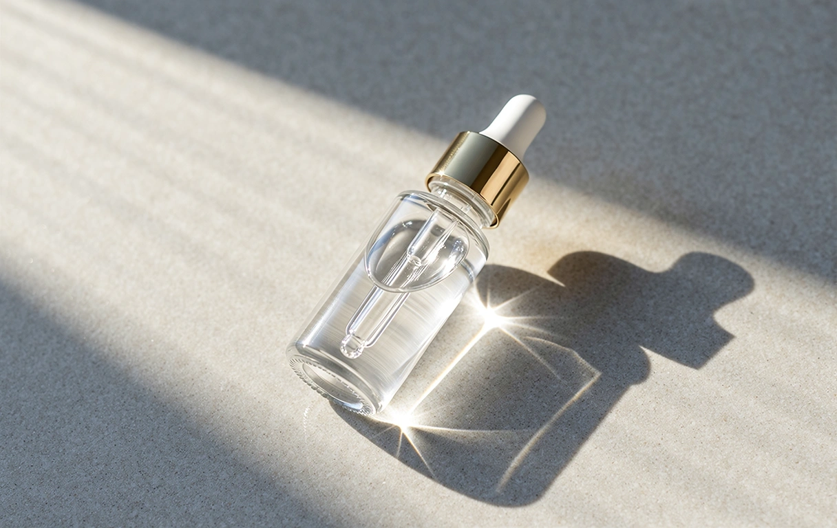 Premium serum bottle on stone